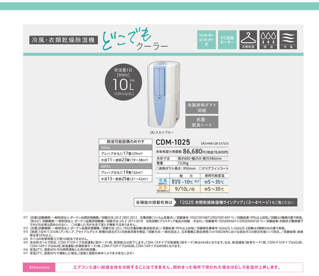 コロナ どこでもクーラー 2025年製 冷風 衣類乾燥機 除湿機 CDM-1025 