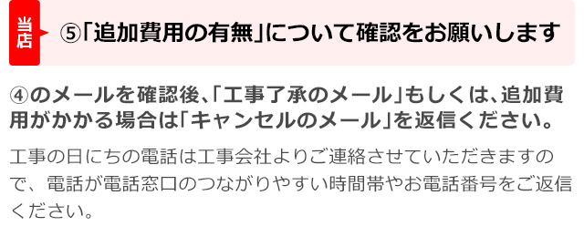 (5)「追加費用の有無」について確認をお願いします