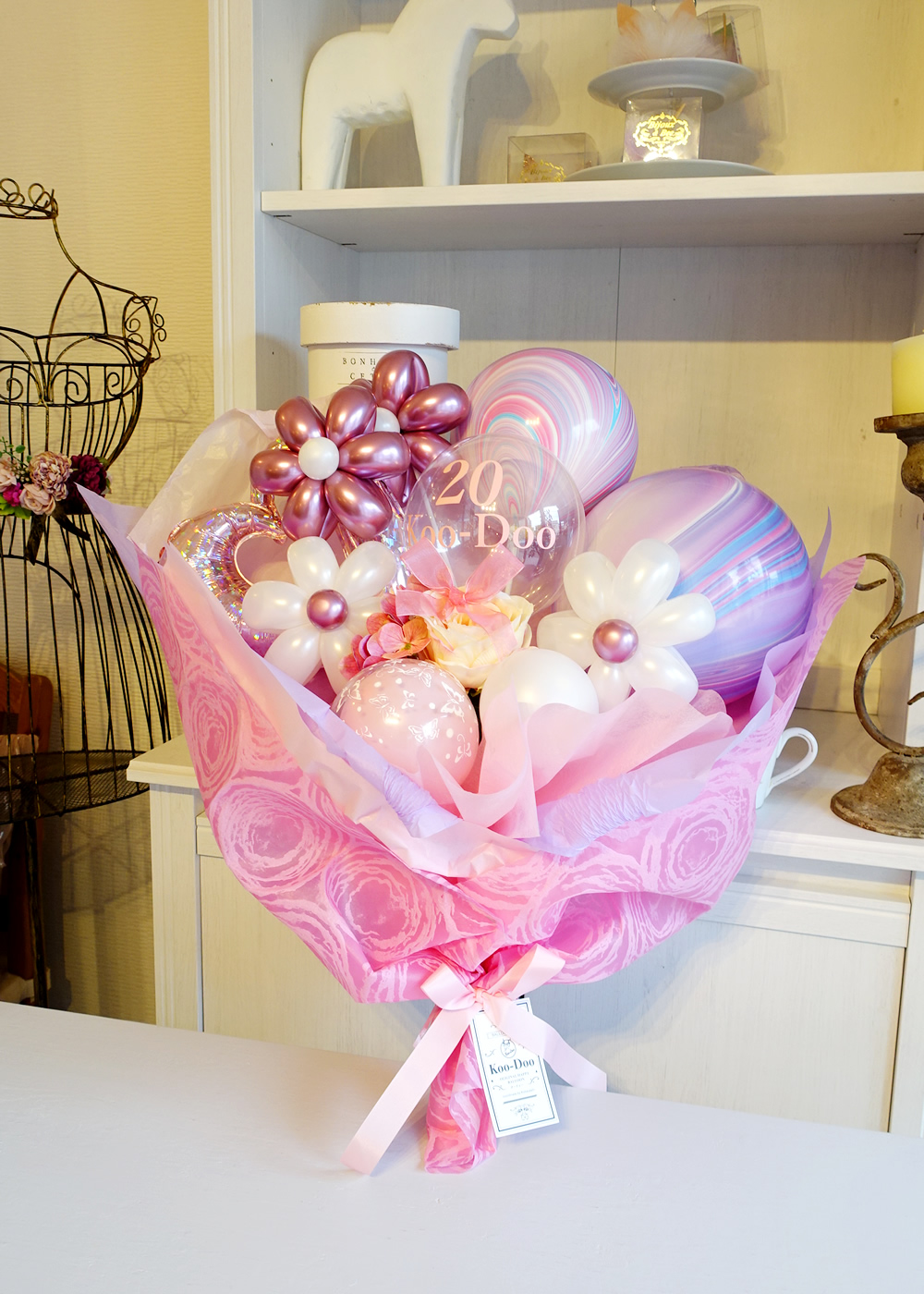 バルーン花束 バルーンブーケ プリンセスローズ 卒業式 成人式 誕生日 発表会【数字・文字入れ付き】