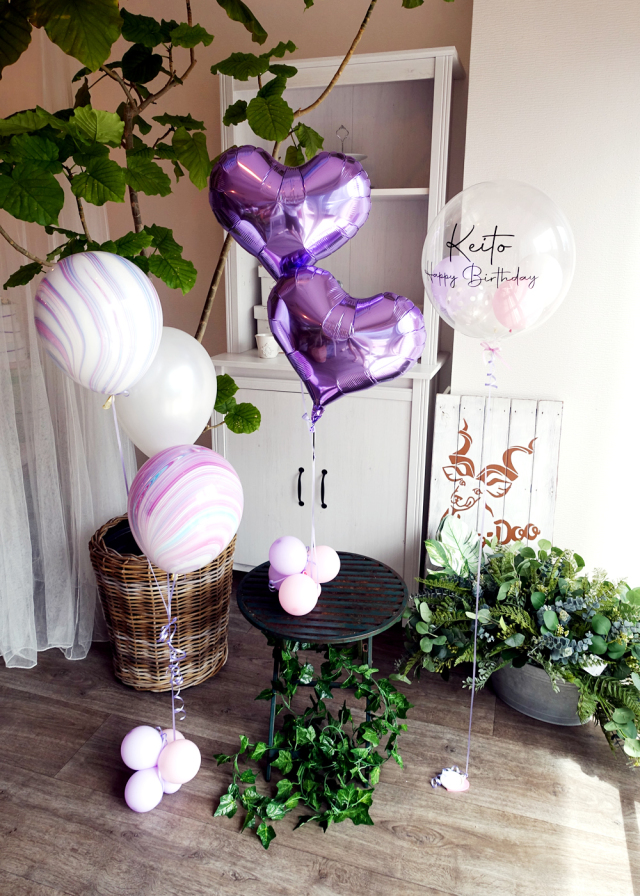 浮くバルーン ツインフロート パープルハート