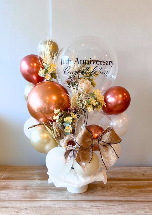 卓上アレンジ ボヌールフルール バルーン電報 結婚お祝い 誕生日 開店開業 周年祝い【お好きな文字をお入れします】