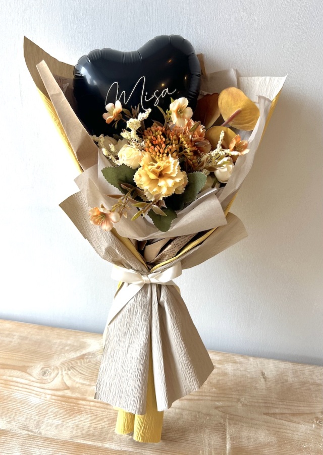 フラワーバルーン・プチフルール オロンジュ【お名前＆メッセージをお入れします】