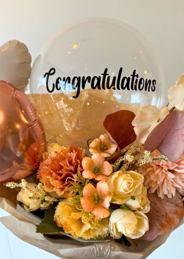 フラワーバルーン・プチフルール サボンオロンジュ &ハート【お名前