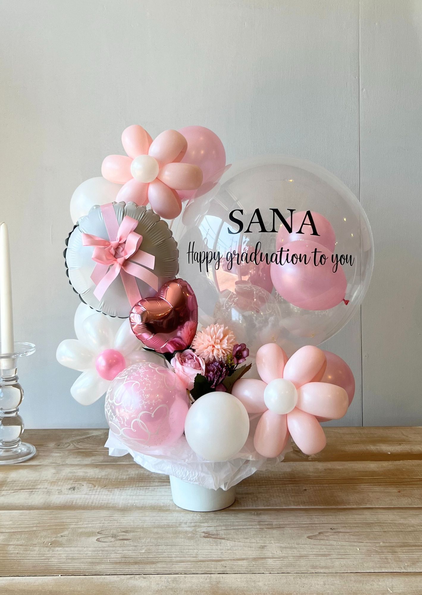 バルーンアレンジ卓上 スウィートブルーム  ローズ