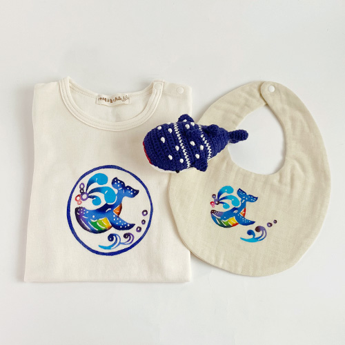 出産祝いギフトセット 紅型ロンパース（80サイズ）・紅型ベビースタイ