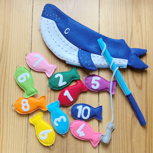 くじらと魚つり｜フェルトの知育おもちゃ｜数字あそび｜釣りあそび