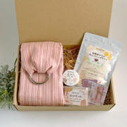 出産準備セット｜ベビースリング・ブレンドハーブティー・アロマのせっけん・みつろうクリーム｜箱ラッピング付(リボンor熨斗)｜出産祝い誕生祝いの贈り物｜