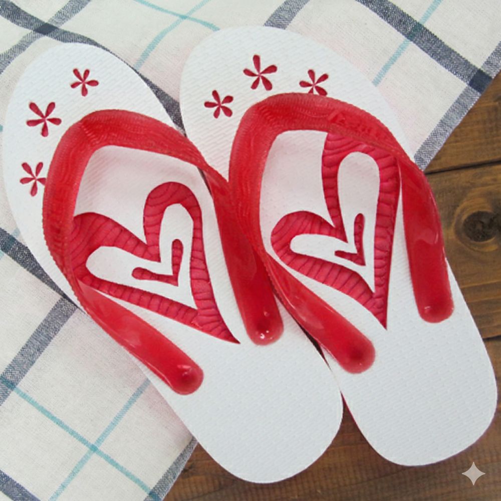 【沖縄ビーチサンダル】手彫りの島ぞうり【ハート柄】ゴム草履