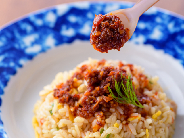 ご飯のおともキムチラー油調理例