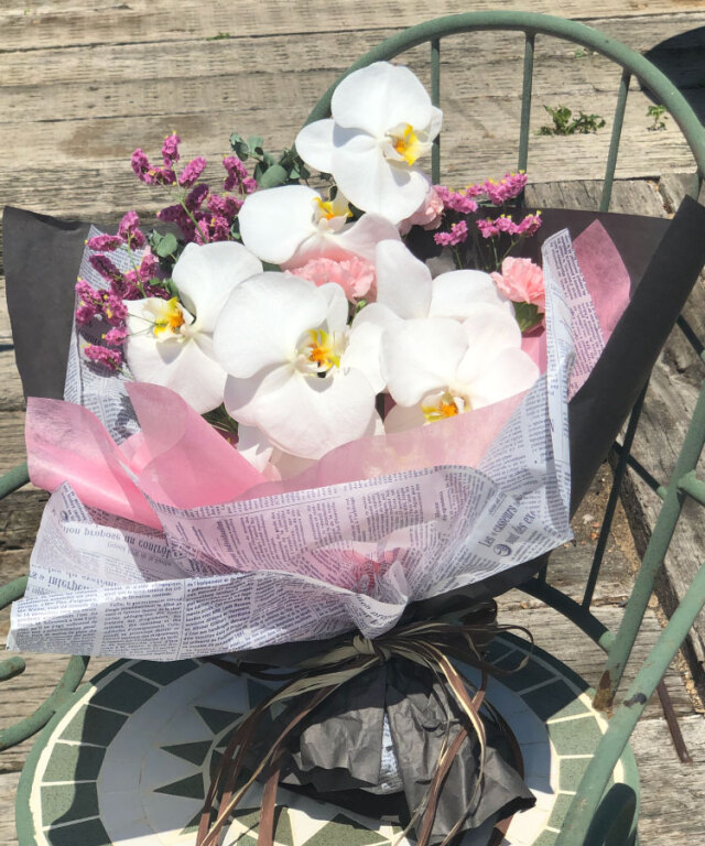 ギフト向け 花束 胡蝶蘭 S ピンク 生花｜お祝いギフトなら胡蝶蘭専門店