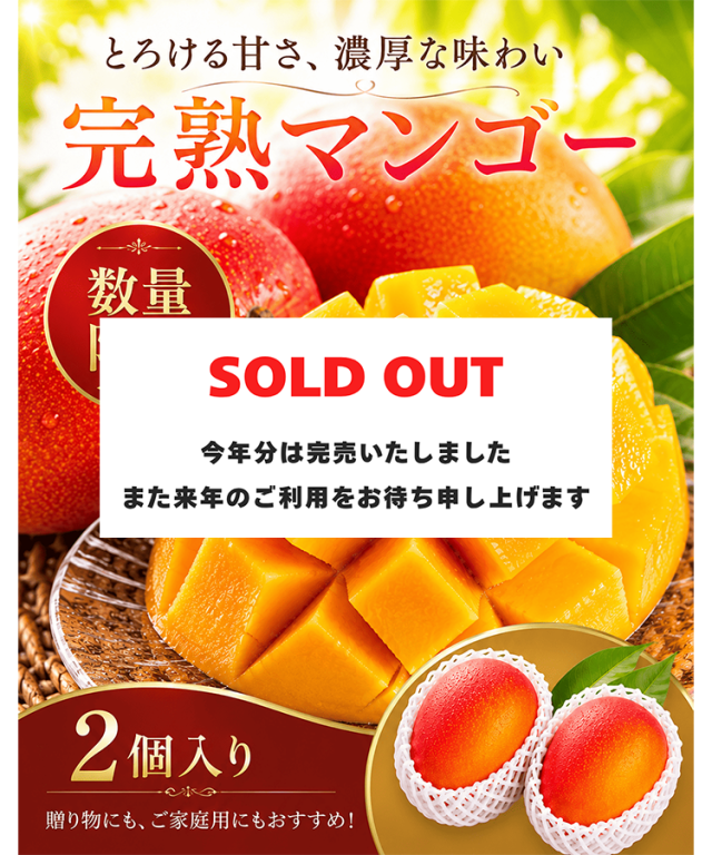 完売　マンゴー　2個