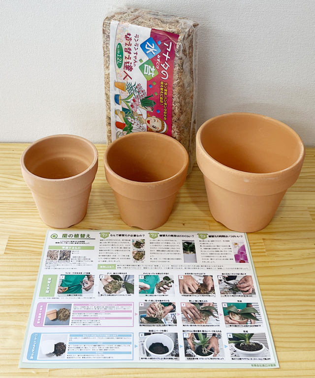 植替えセット　素焼き鉢３種類
