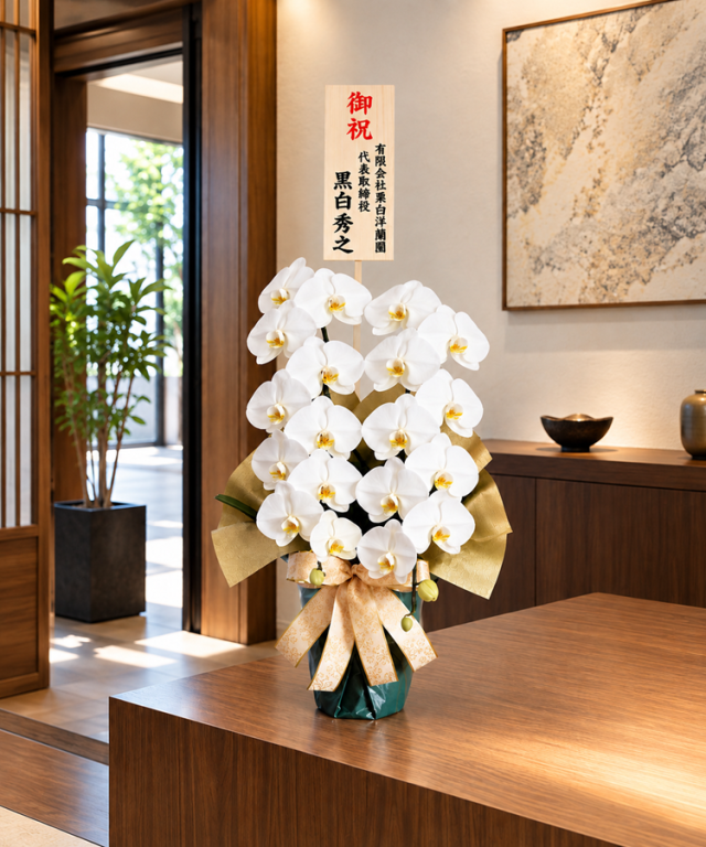 胡蝶蘭 白 2本立ち22輪程度 生花 ｜お祝いギフトなら胡蝶蘭専門店