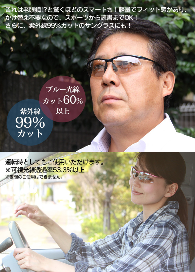 ドライブ＆スポーツ遠近両用シニアグラス[HC-B109]【新聞掲載