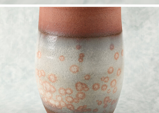 御本斑立型広口花生 萩焼 田中講平作☆日本伝統工芸士で萩陶芸家協会