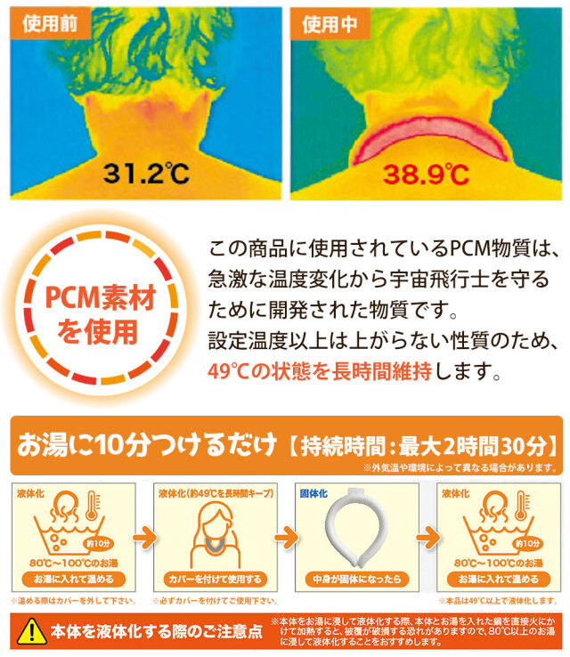 PCM HOT RING☆快適温度を長時間キープ！首元あったか！繰り返し使用可能