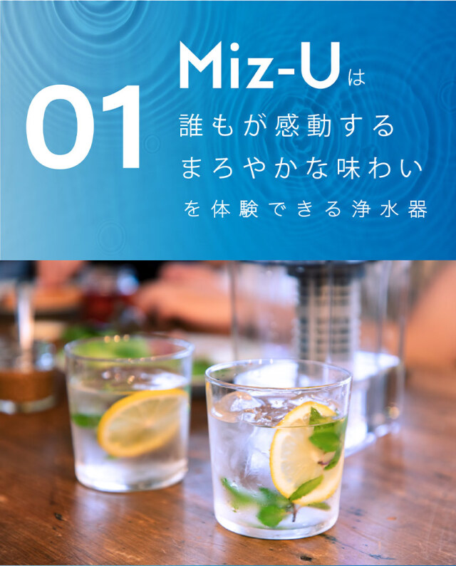 ポット型浄水器MIZ-U【MIZ-U-BK01】☆水道水を注ぐだけで驚くほど