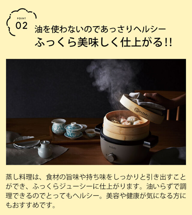 電気せいろ蒸し器 むしざんまい AMZ-450GY☆家庭で手軽に本格的な蒸し