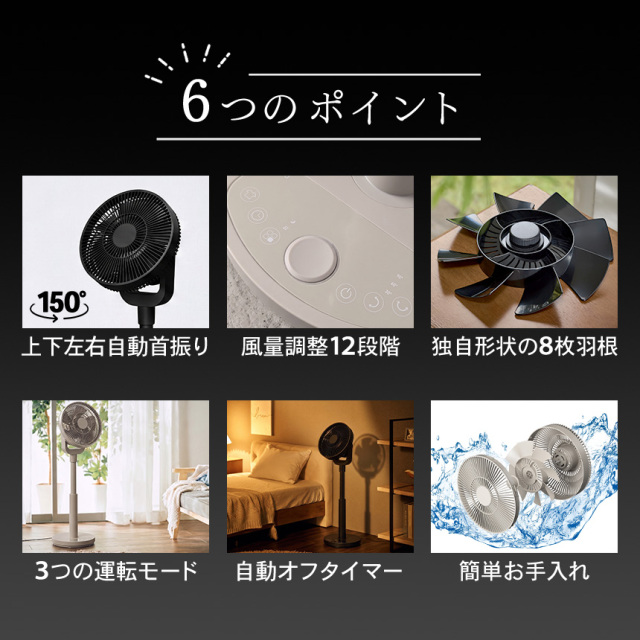 ワンタッチ分解DCサーキュレーター EASY FIT AIR【QS667】☆特殊構造の