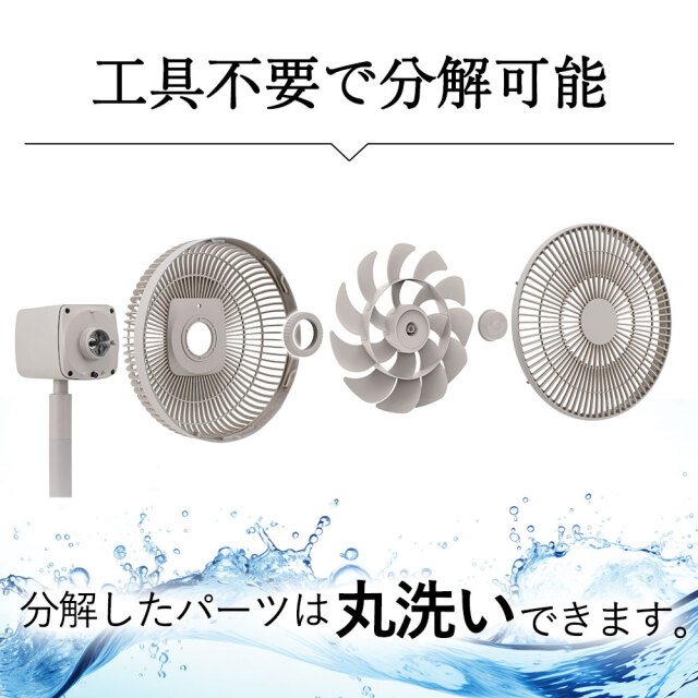 左右自動首振り スマート収納DCリビングファン【LF-T2653GG】☆分解し