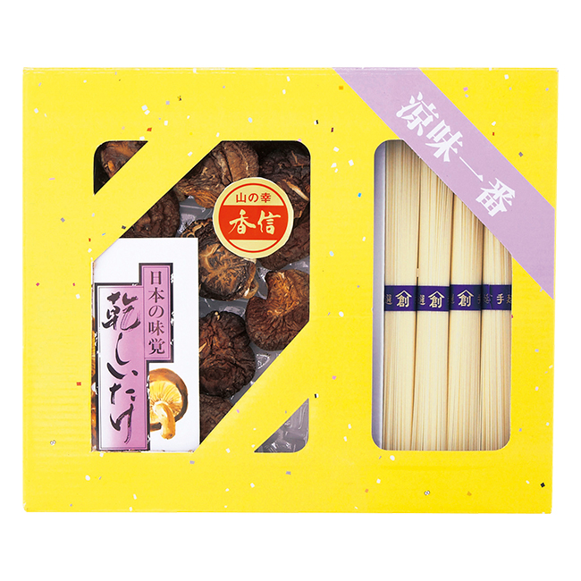 乾物家　国産椎茸と手延そうめん御詰合せ　No.15 | 初盆・新盆のお返し 割引き商品 （返：2割）