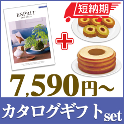 【短納期対応】カタログギフトセット 【エスプリ　カジュアルコース＆選べるバームクーヘン】