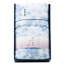和の色彩　三河木綿　ダブルガーゼ　羽毛タッチ中わた　肌布団　No.150 （ブルー）