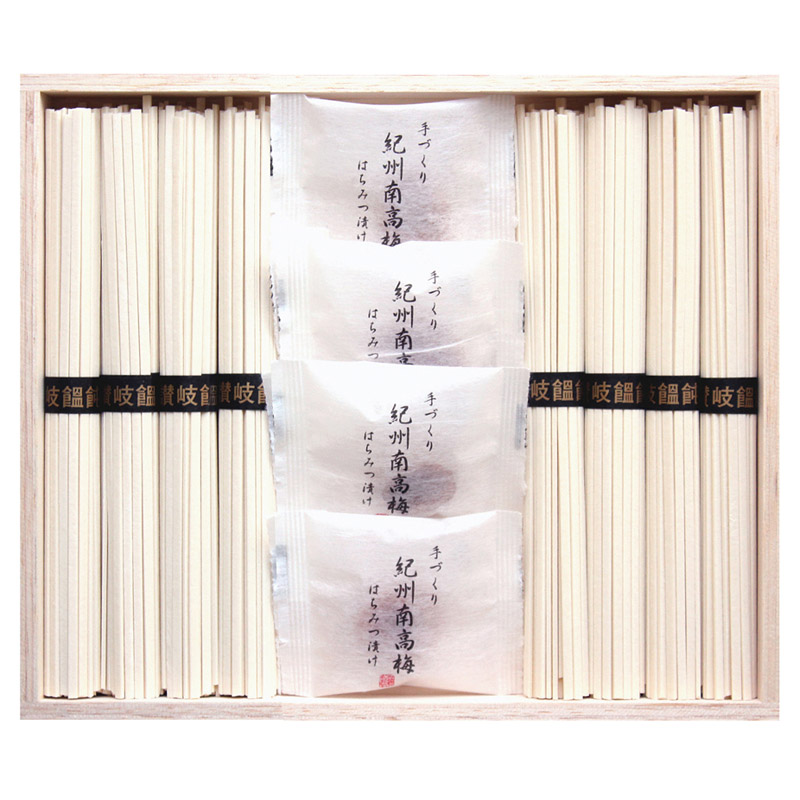 【一括お届け】紀州南高梅・讃岐うどん詰合せ（木箱入） B2046-107
