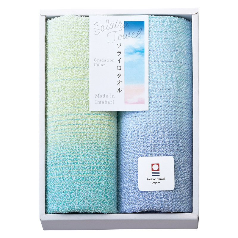 【一括お届け】Solairo Towel （ソライロタオル）フェイスタオル2Pブルー B2071-126