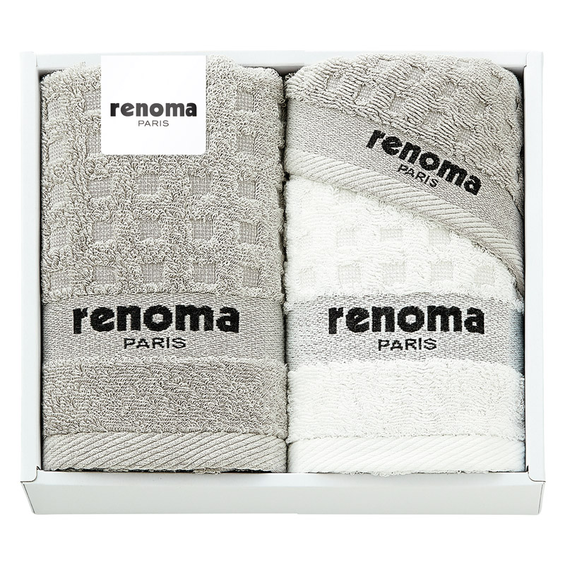【送料無料】renomaフェイスタオル2P＆タオルハンカチ B2114-028