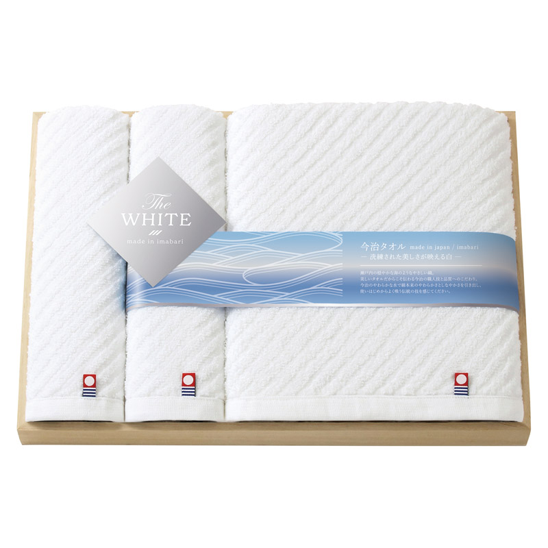 【送料無料】今治ザ ホワイト日本製 バスタオル＆フェイスタオル2P（木箱入） B2128-064