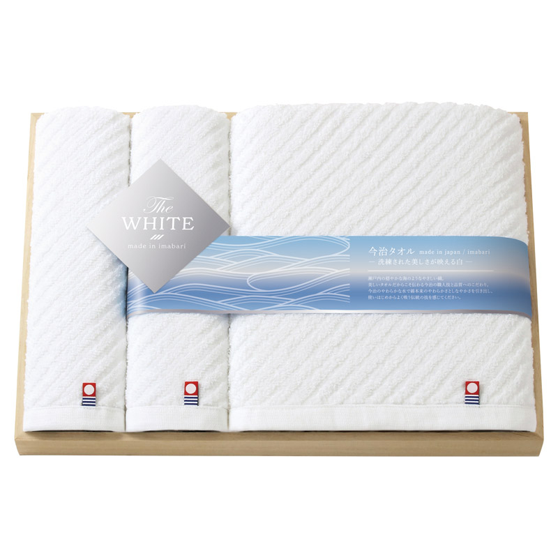 【送料無料】今治ザ ホワイト日本製 バスタオル＆フェイスタオル2P（木箱入） L1018-064