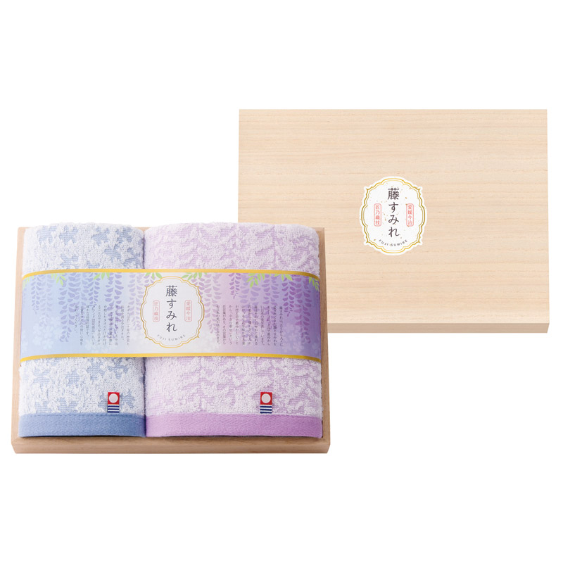 【送料無料】今治 藤すみれ日本製 愛媛今治 フェイスタオル＆ハンドタオル（木箱入） L1025-020