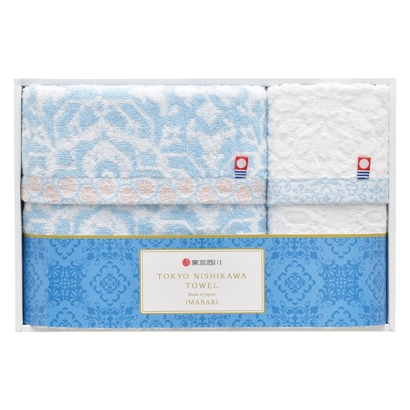 【一括お届け】nishikawa今治製フェイスタオル＆ウォッシュタオル L1041-075