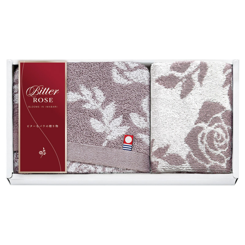 【一括お届け】今治 ビターローズフェイスタオル＆ハンドタオル L1042-065