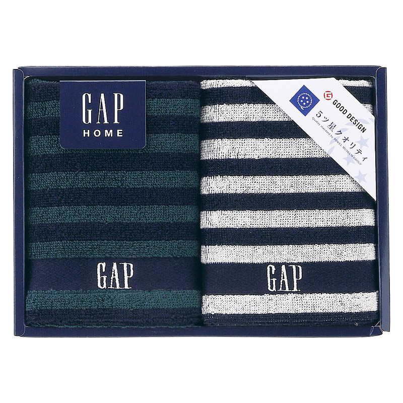 【一括お届け】GAP HOMENEW ボーダーギフトウォッシュタオル2P L1044-059