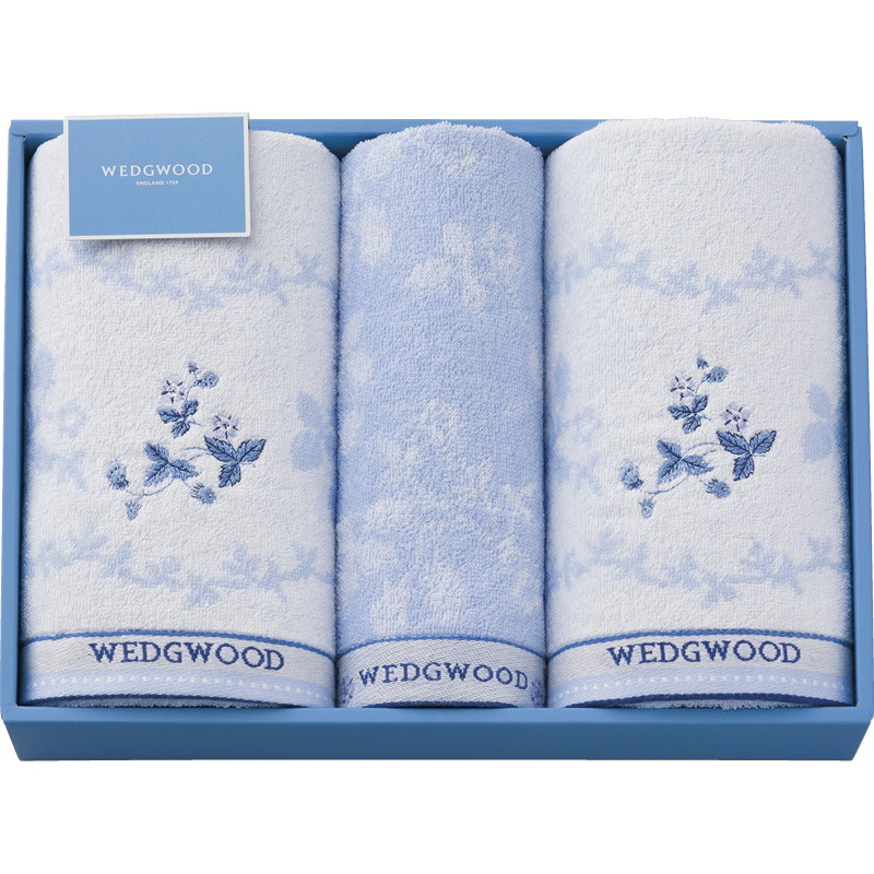 【送料無料】ウェッジウッドワイルドストロベリーブルーバスタオル2P＆ウォッシュタオル L9011-569