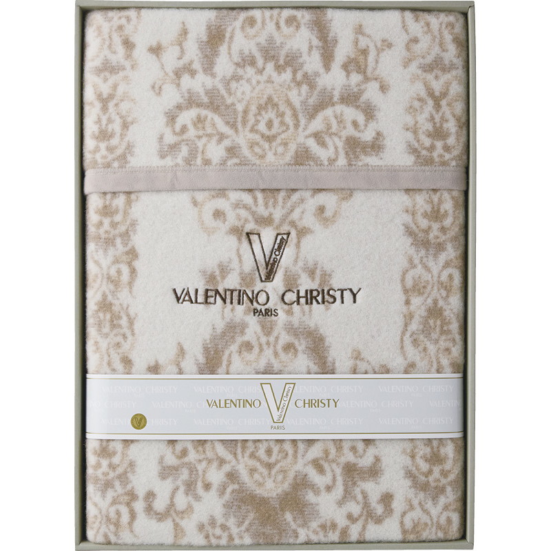 【送料無料】ヴァレンティノ・クリスティージャカード織カシミヤ入りウール毛布（毛羽部分） L9050-604
