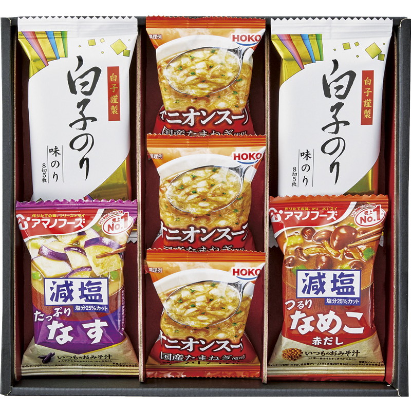 【一括お届け】アマノフーズおみそ汁・オニオンスープ・白子のり L9082-566