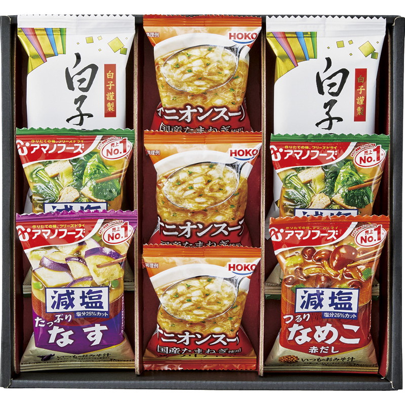 【一括お届け】アマノフーズおみそ汁・オニオンスープ・白子のり L9082-570