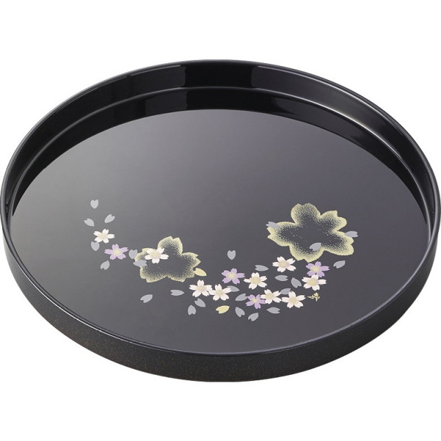 【一括お届け】日展作家 橋爪靖雄桜浪漫8.0丸盆 B1049-639