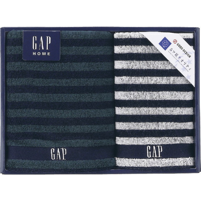 【一括お届け】GAP HOMENEW ボーダーギフトフェイスタオル＆ウォッシュタオル B1069-570