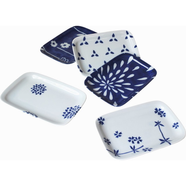 【送料無料】江戸小粋長角トレー5P B1108-636