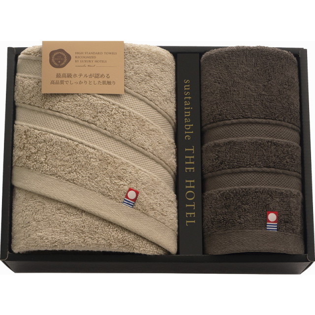 【送料無料】サステナブル THE HOTELホテル仕様フェイスタオル＆ゲストタオル B1115-545