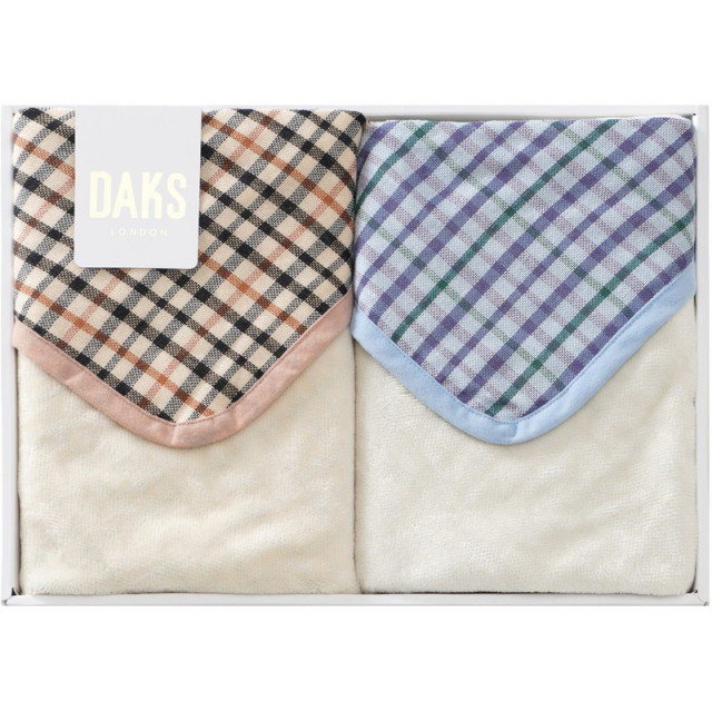 DAKS ダックス シール織ガーゼリバーシブル綿毛布 ハウスチェック