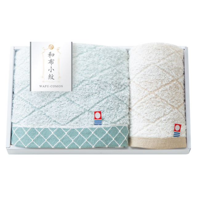 【一括お届け】和布小紋Modernフェイスタオル＆ウォッシュタオル B2049-105