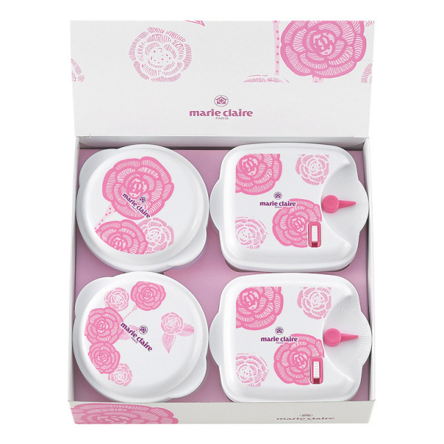 【一括お届け】マリ・クレールローズブルーミング電子レンジ容器4点セット B2054-010