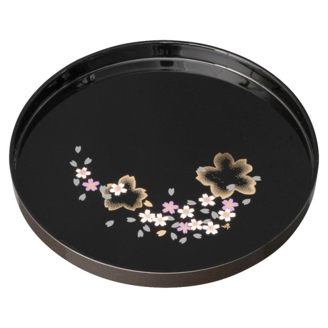 【一括お届け】日展作家 橋爪靖雄桜浪漫8.0丸盆 B2054-048