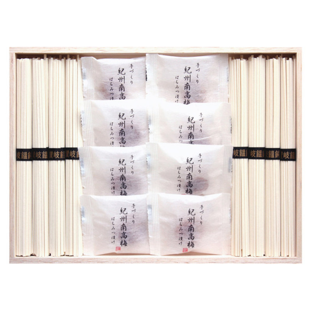 【一括お届け】紀州南高梅・讃岐うどん詰合せ（木箱入） B2064-075