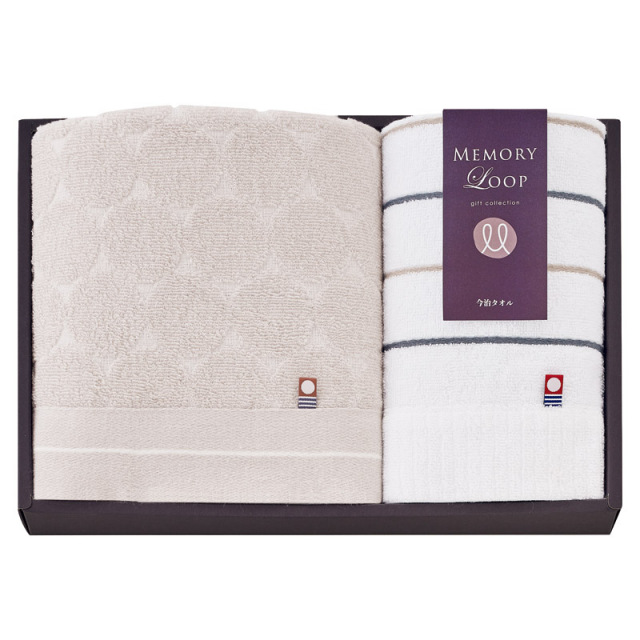【一括お届け】今治メモリーループフェイスタオル＆ウォッシュタオル B2070-079